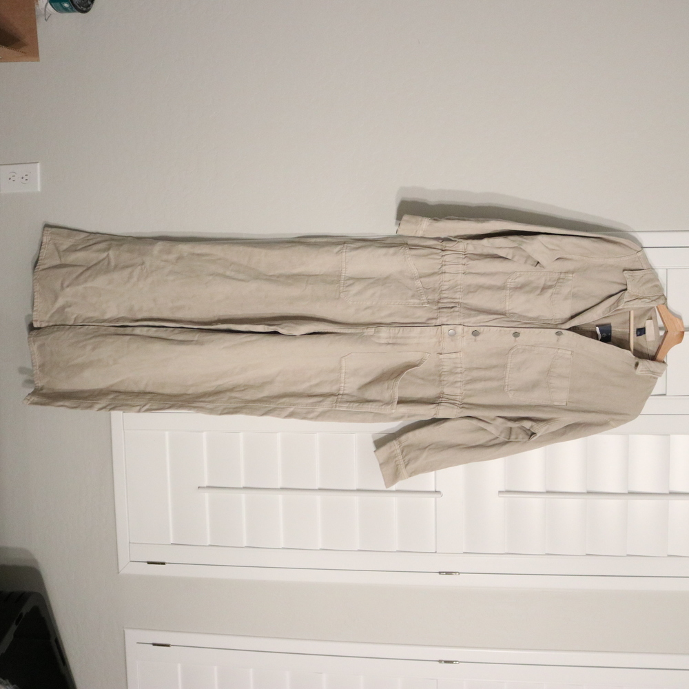 Universal Thread New Women's 16 Light Gray/Beige Denim Button Zip Jumpsuit